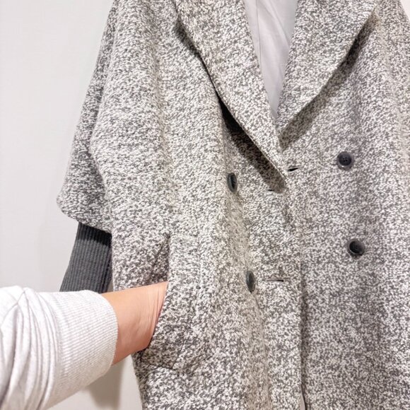 Anthropologie Maison Jules Grey Wool Blend Coat | Size S | Chic Oversized Fit - Picture 4 of 9